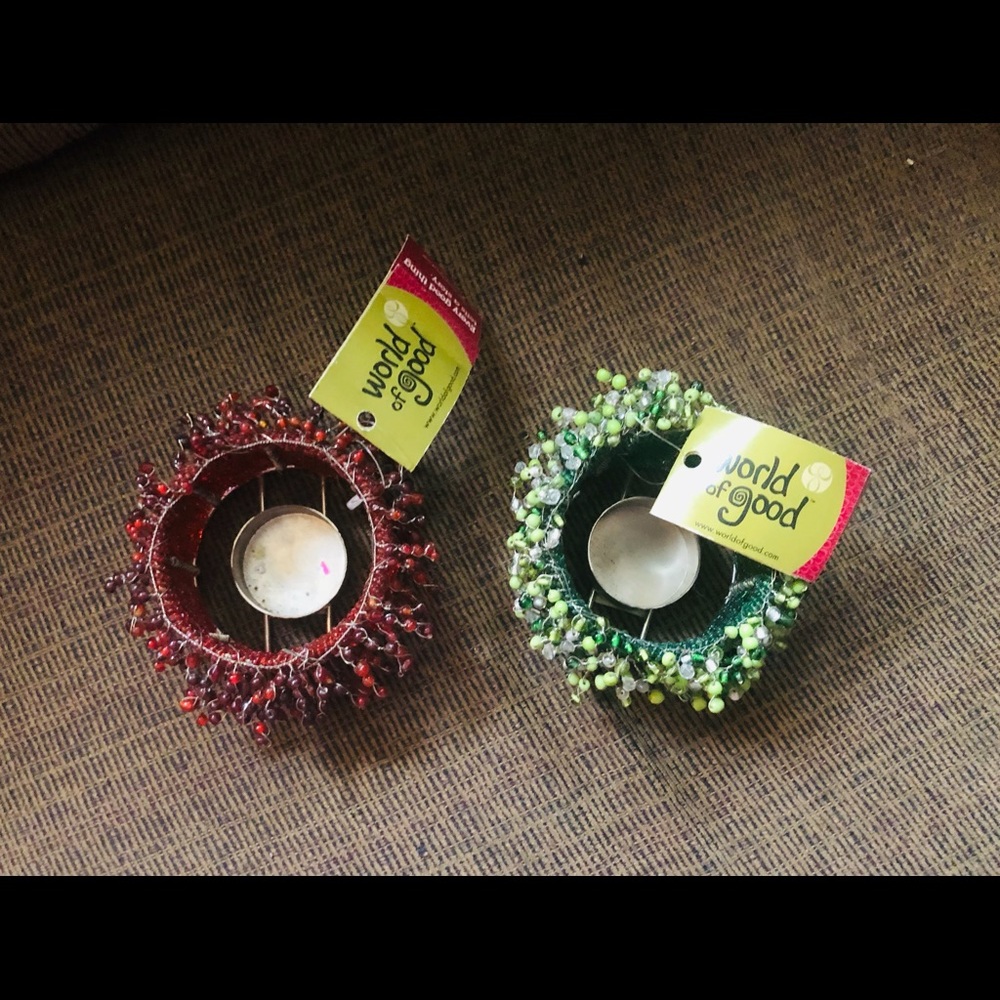 “World of Good”. Beaded Votive Holders